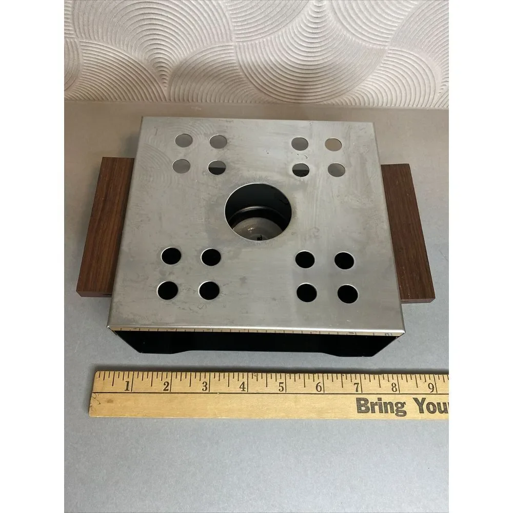 Vintage Food‎ Warmer Yax Stainless Steel Wood Handle One Candle Hot Plate Boxed
